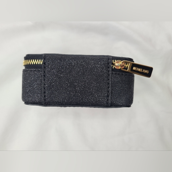 SOLD!!! NWT Michael Kors Black Glitter Jewelry Trinket Box Case Travel. Zippered - Picture 5 of 8
